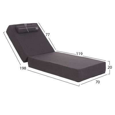 SUNLOUNGER CUSHION KIHEI HM21094.03 OLEFIN IN DARK GREY WITH FOAM FILLING 198x70x20Hcm.