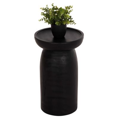 SIDE TABLE LOKI HM9899.12 SOLID SUAR WOOD IN BLACK Φ30x50Hcm.