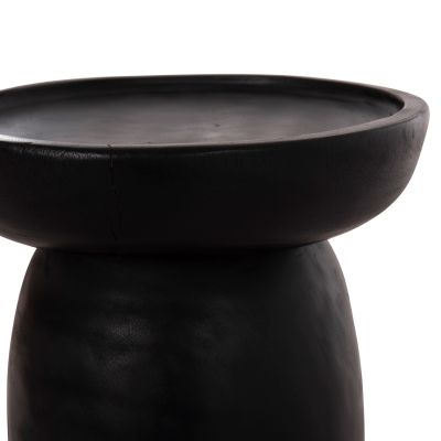 SIDE TABLE LOKI HM9899.12 SOLID SUAR WOOD IN BLACK Φ30x50Hcm.