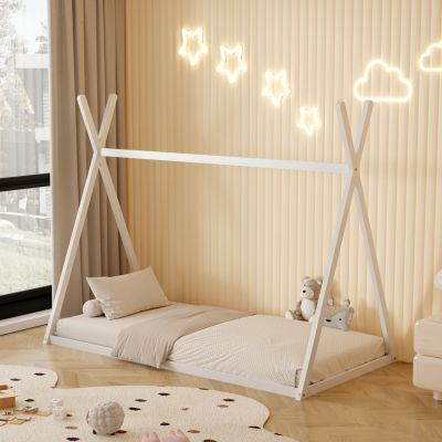 BED FOR KIDS MUNK HM681.03 t.MONTESSORI SOLID PINE WOOD IN WHITE FOR MATTRESS 190x90cm.