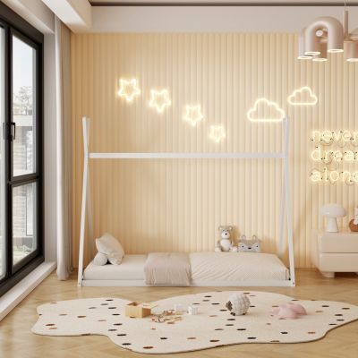 BED FOR KIDS MUNK HM681.03 t.MONTESSORI SOLID PINE WOOD IN WHITE FOR MATTRESS 190x90cm.