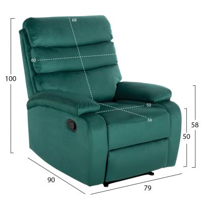 КРЕСЛО RELAX YASUMU HM9783.03 КИПАРИСНО ЗЕЛЕНО КАДИФЕ 80x93x100Hcm.