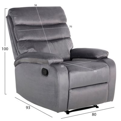 МАСАЖНО КРЕСЛО YASUMU HM9784.01 СИВО КАДИФЕ 80x93x100Hcm.