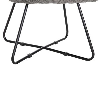 КРЕСЛО HARNIS HM9603.01 СИВО БУКЛЕ-ЧЕРНА МЕТАЛНА ОСНОВА 59,5x64x77Hcm.