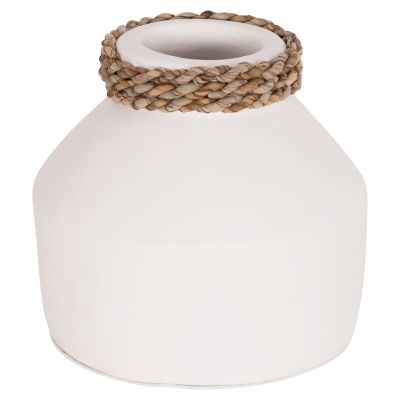 TABLE DECORATIVE VASE CAMMER HM4687.02XS TERRACOTA IN WHITE--Φ16x15Hcm.