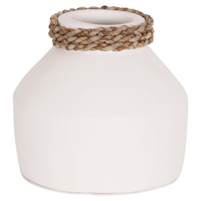 TABLE DECORATIVE VASE CAMMER HM4687.02XS TERRACOTA IN WHITE--Φ16x15Hcm.