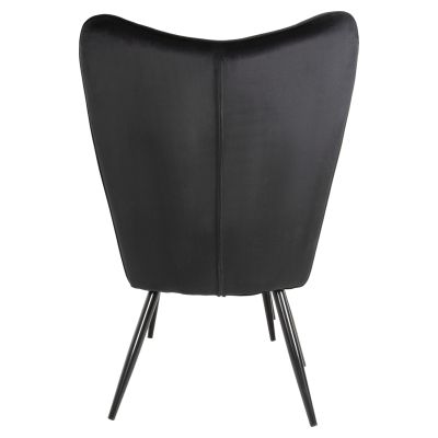 ARMCHAIR WITH FOOTSTOOL CRAWLEY HM8918.04 BLACK VLEVET-METAL LEGS 70x57x103Hcm.