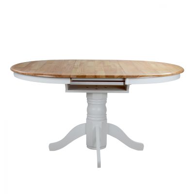 Dining Table Wooden White Wash ''106+40x106x78 cm Country Style HM0161