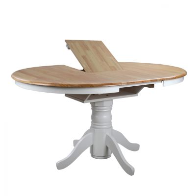 Dining Table Wooden White Wash ''106+40x106x78 cm Country Style HM0161