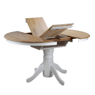 Dining Table Wooden White Wash ''106+40x106x78 cm Country Style HM0161