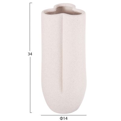 CERAMIC TABLE DECOR GLAZE HM4611.01 OFF WHITE WITH CRYSTALLIZATION Φ14x34Hcm.