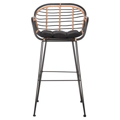 БАР СТОЛ ALLEGRA HM5690.11 МЕТАЛ И ВЪЗГЛАВНИЦА ЧЕРНО-РАКИТА БЕЖОВ 55x54x108Hcm.