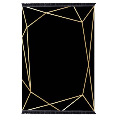 HM7675.30-160X230cm, JOSIANE black-gold carpet, fringes