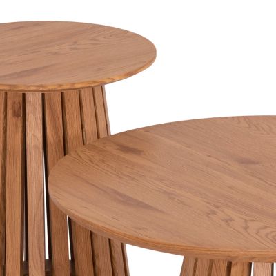 COFFEE TABLES 2PCS SET TALBERT HM21083 MDF IN NATURAL WOOD COLOR Φ80cm & Φ45cm