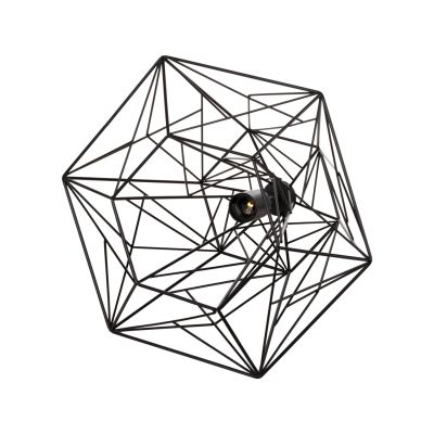 CEILING PENDANT LAMP HM4066 BLACK METAL DIAMOND-LIKE "CAGE" CAP 39x34x130Hcm.