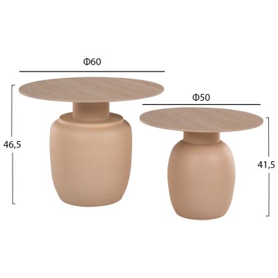 СТРАНИЧНИ МАСИ 2БР FEREN HM9664 МЕТАЛ В СЛОНОВА КОСТ-КЕРАМИЧЕН ПЛОТ Φ60 &Φ50см.