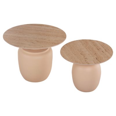 СТРАНИЧНИ МАСИ 2БР FEREN HM9664 МЕТАЛ В СЛОНОВА КОСТ-КЕРАМИЧЕН ПЛОТ Φ60 &Φ50см.