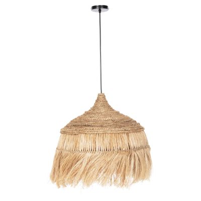 CEILING PENDANT WITH ABACA FIBERS CAP IN NATURAL COLOR Φ52x32-120Hcm.HM7777