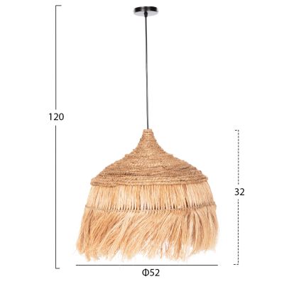 CEILING PENDANT WITH ABACA FIBERS CAP IN NATURAL COLOR Φ52x32-120Hcm.HM7777