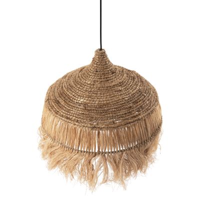 CEILING PENDANT WITH ABACA FIBERS CAP IN NATURAL COLOR Φ52x32-120Hcm.HM7777