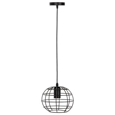CEILING PENDANT LAMP HM4037 BLACK METAL SPHERE Φ16x124Hcm.