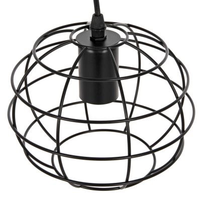 CEILING PENDANT LAMP HM4037 BLACK METAL SPHERE Φ16x124Hcm.