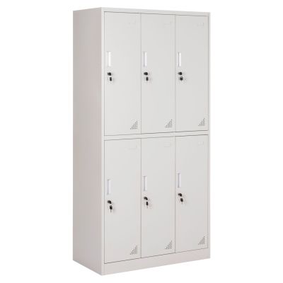 LOCKER METALLIC BRAILA HM5546.11 6 CABINETS WITH KEY LOCKS IN LIGHT GREY 90x45x185Hcm.