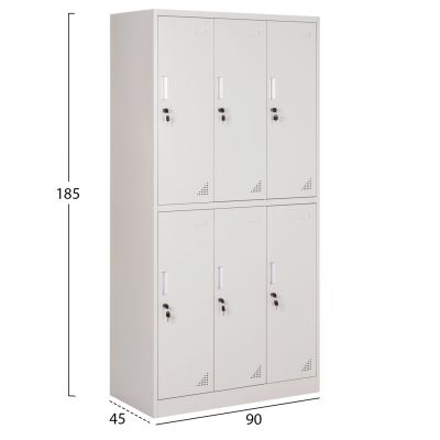 LOCKER METALLIC BRAILA HM5546.11 6 CABINETS WITH KEY LOCKS IN LIGHT GREY 90x45x185Hcm.