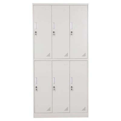 LOCKER METALLIC BRAILA HM5546.11 6 CABINETS WITH KEY LOCKS IN LIGHT GREY 90x45x185Hcm.