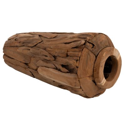 ДЕКОРАТИВНА ПОДОВА ВАЗА ZENIA HM7920 РЕЦИКЛИРАНИ ПАРЧЕТА ТИКОВО ДЪРВО В ЕСТЕСТВЕН ЦВЯТ Φ40x80Hcm.