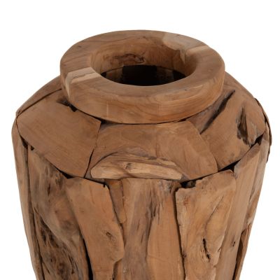 ДЕКОРАТИВНА ПОДОВА ВАЗА ZENIA HM7920 РЕЦИКЛИРАНИ ПАРЧЕТА ТИКОВО ДЪРВО В ЕСТЕСТВЕН ЦВЯТ Φ40x80Hcm.