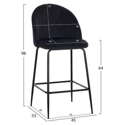 ΣΚΑΜΠΟ ODED ΜΕΣΑΙΟΥ ΥΨΟΥΣ HM8732.14 ΜΕ ΜΕΤΑΛΛΙΑ ΠΟΔΙΑ & ΒΕΛΟΥΔΟ ΜΑΥΡΟ 45x53x98 ек.