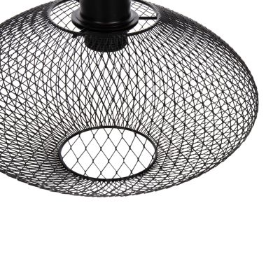 CEILING PENDANT LAMP HM4094 BLACK METAL MESH CAP Φ30x125Hcm.