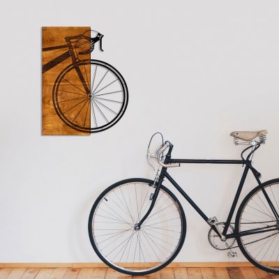 WOODEN WALL DECORATION WITH METALLIC BICYCLE 45X58 HM7224