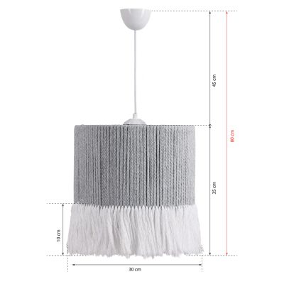 CEILING PENDANT HM7652.05, GREY-WHITE ROPE, Φ30x80
