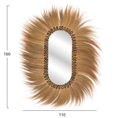WALL MIRROR OVAL RAYUNG GRASS FIBERS IN NATURAL AND BLACK COLOR 110x5x160Hcm.HM7803