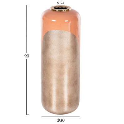 DECORATIVE FLOOR VASE RAKSASA HM4230.02 METAL IN SALMON-LIGHT BRONZE Φ30x90Hcm.