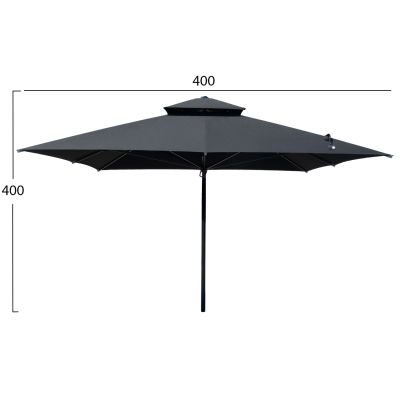 PROFESSIONAL UMBRELLA ALU TELESCOPIC HM6031.03 4x4x2,95-4Μ WITH BLACK ACRYLIC CLOTH