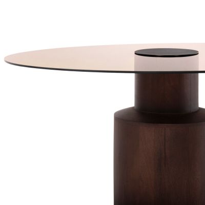 ХОЛНА МАСА SUNNET HM9670 МАНГОВО ДЪРВО В ПЛОТ ОТ КАФЯВО СТЪКЛО Φ80x41Hcm.