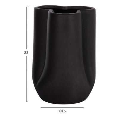 CERAMIC TABLE DECOR GLAZE HM4613.02 MATTE BLACK Φ16x22Hcm.