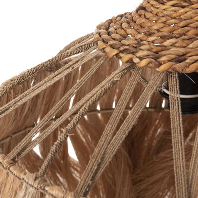 CEILING PENDANT ROMIL HM7764 CYLINDRICAL CAP ABACA FIBERS IN NATURAL Φ52x52-120Hcm.