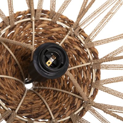 CEILING PENDANT ROMIL HM7764 CYLINDRICAL CAP ABACA FIBERS IN NATURAL Φ52x52-120Hcm.