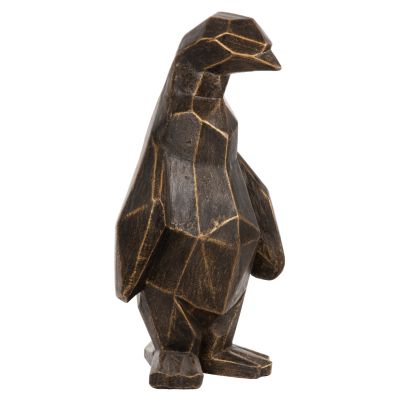 FLOOR DECORATION PENGUIN HM7913 GRC IN BLACK PATINA COLOR WITH GOLD DETAILS 30x20x60Hcm.