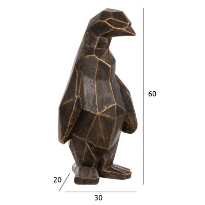 FLOOR DECORATION PENGUIN HM7913 GRC IN BLACK PATINA COLOR WITH GOLD DETAILS 30x20x60Hcm.