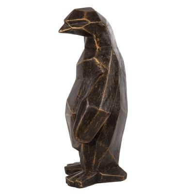 FLOOR DECORATION PENGUIN HM7913 GRC IN BLACK PATINA COLOR WITH GOLD DETAILS 30x20x60Hcm.