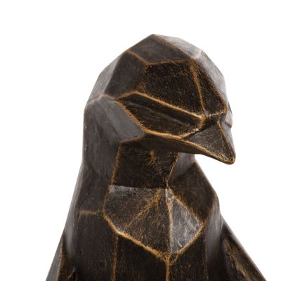 FLOOR DECORATION PENGUIN HM7913 GRC IN BLACK PATINA COLOR WITH GOLD DETAILS 30x20x60Hcm.