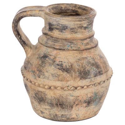 DECORATIVE TABLE VASE VERMO HM4397 TERRACOTTA IN CREAM BEIGE Φ20x20.5Hcm.