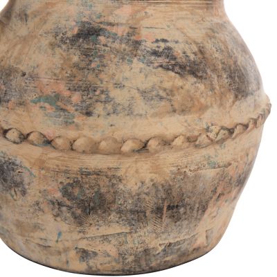 DECORATIVE TABLE VASE VERMO HM4397 TERRACOTTA IN CREAM BEIGE Φ20x20.5Hcm.