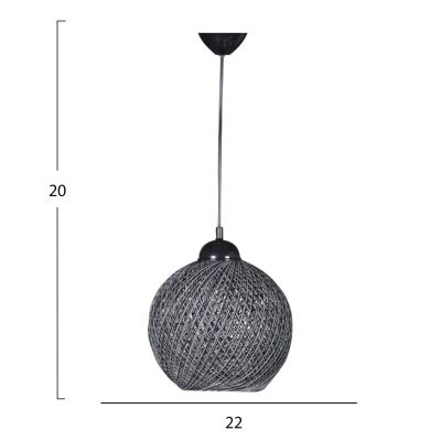 CEILING PENDANT LAMP INDOORS HM7645.02, GREY KNITTED ROPE, 22x18x20