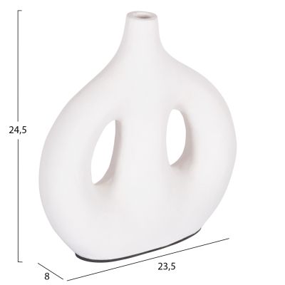 DECORATIVE VASE SERIES CLAYVON HM4413 TERRACOTTA IN WHITE COLOR 23.5x8x24.5Hcm.